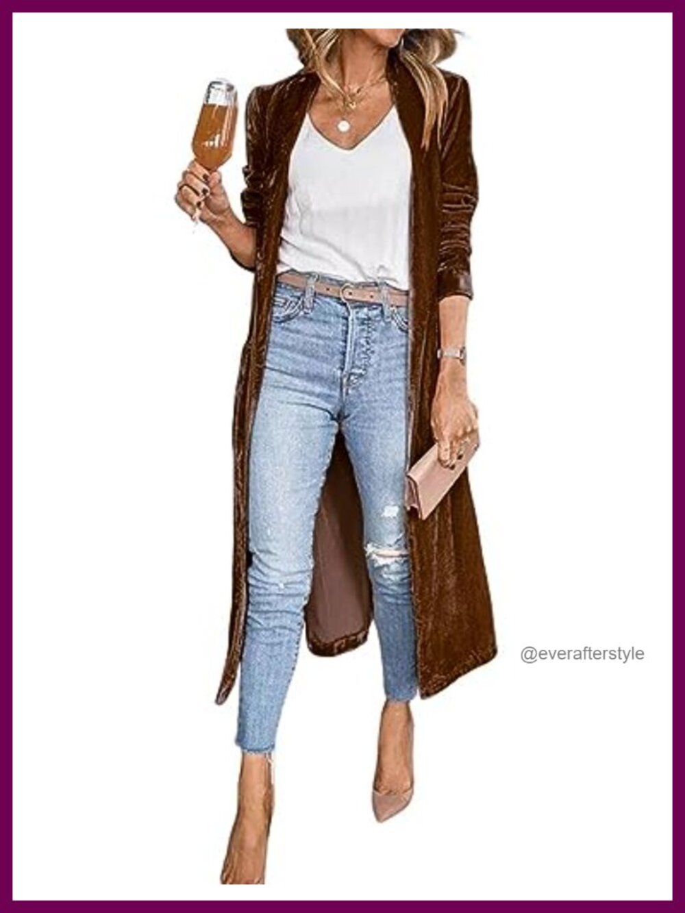 Women's Long Velvet Duster Coat Open Front Cardigan Jacket
